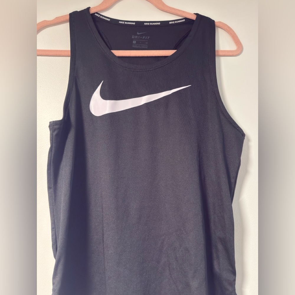 Nike Black Running Tank with White Swoosh